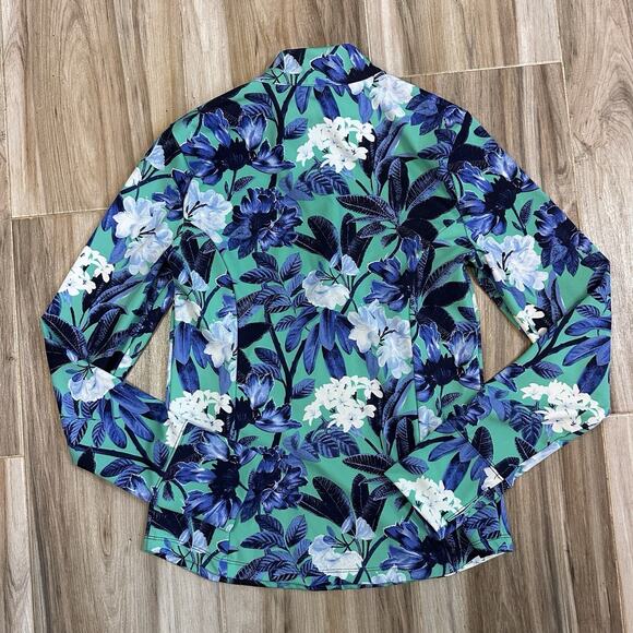 Tommy Bahama Island Upf 50 Printed Floral 1/4 Zip Popover Top Size M Athlesure - Picture 3 of 9